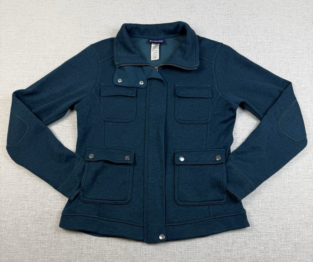 Patagonia Women’s Medium Teal Fleece Jacket Full Zip 4 Pocket Snap Front